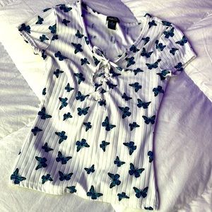 Rue 21 Ribbed Fitted Butterfly Top